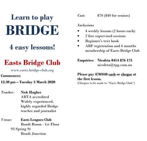 beginners bridge club near me